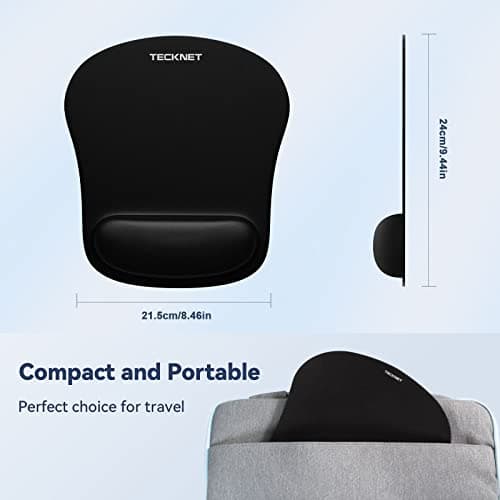 TECKNET Mouse Pad with Wrist Support, Ergonomic Gaming Mouse Pad Pain Relief, Portable Comfortable Mousepad for Computer, Laptop, Office, Home and Travel, Non-Slip Base, Waterproof Surface, Black 7