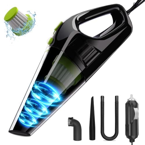 Sujefuse Car Wired Vacuum Cleaner, 12V Portable Vacuum with Strong Suction, 3 Attachments for Cleaning Seats, Floor Mats, and Crevices, Compact Design for Home and Car Use.365 Day Trial
