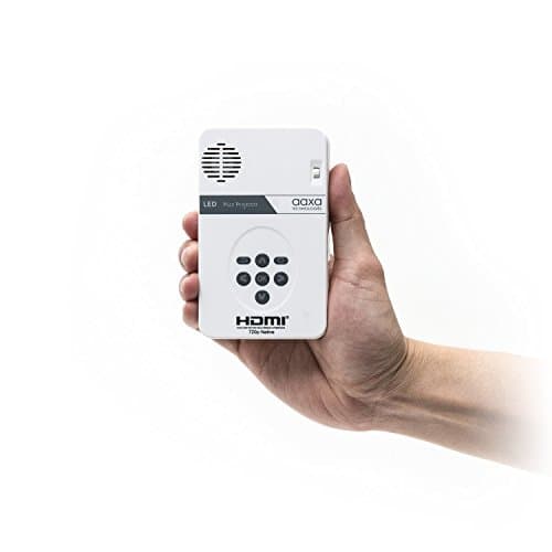 AAXA LED Pico Micro Video Projector - mini-HDMI input, built-in Media Player & Speakers, 3.5mm Aux Out, Micro SD/USB readers and 80 Min Lithium-Ion Battery (Renewed)