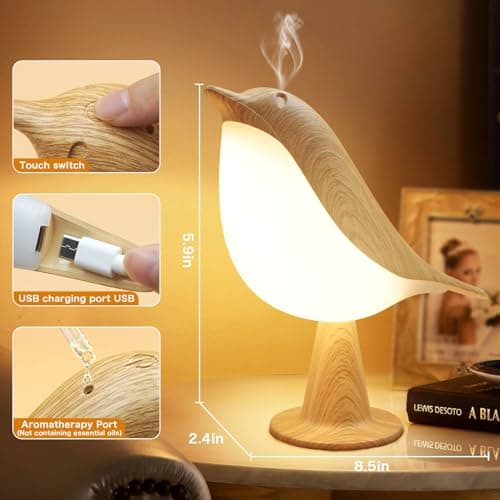 VViN 2 in 1 Small Desk Lamp, Bird Cordless Table Lamp with 3 Color Temperature Dimmer and Touch Sensor - Rechargeable Battery Night Light for Kids, Bedroom, Bedside, and Outdoor Use 5