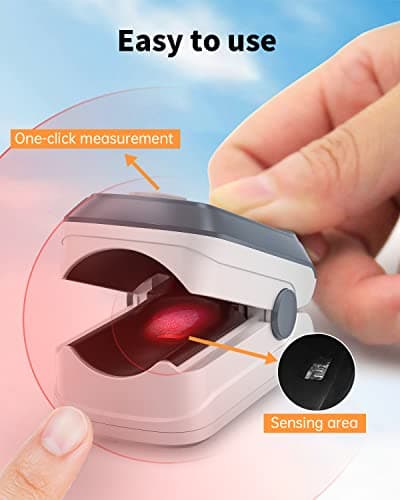 Fingertip Pulse Oximeter Blood Oxygen Saturation Monitor, Heart Rate and Fast Spo2 Reading Oxygen Meter with LED Screen 2 X AAA Batteries and Lanyard 6