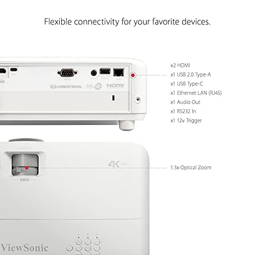 ViewSonic PX748-4K UHD 4K Projector with 4000 Lumens, 240 Hz, 4.2ms, HDR Support, Auto Keystone, Dual HDMI, and USB C for Home Theater, Stream Netflix with Dongle 6
