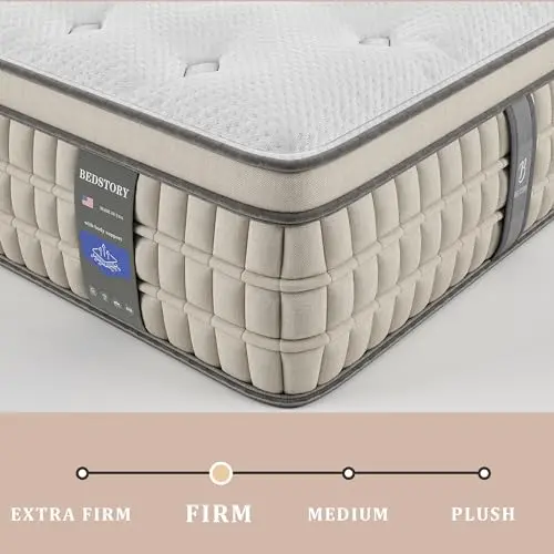BedStory Firm Mattress Queen 12 Inch - Hybrid Mattress for Back Pain Relief - 720-Night Trial, Fiberglass-Free 7