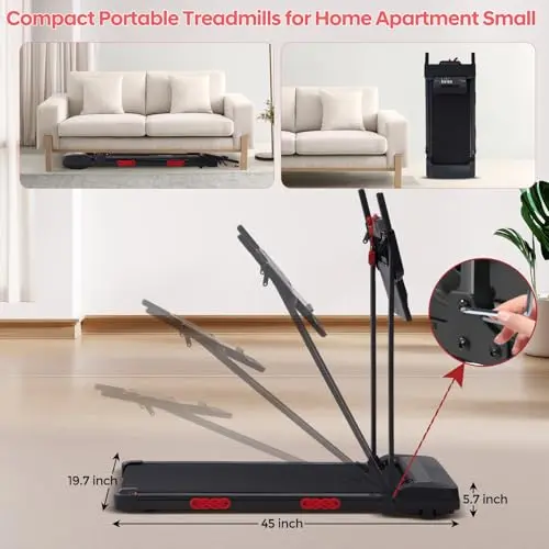 Walking Pad Treadmill with Handle Bar, 3.5HP Compact Electric Walking Pads Treadmills with Handles for Home Apartment Small, 0.6-10MPH Portable Small Treadmill Home, 400LBS Capacity 6