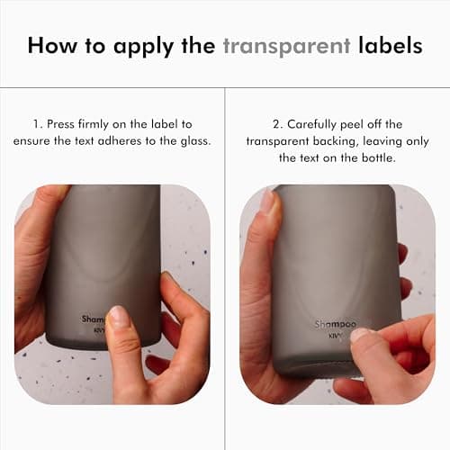 KIVY Glass Soap Dispenser with Labels for Kitchen, Bathroom and Shower - Shampoo Bottles for Filling - Washing Up Liquid Dispenser Kitchen - Washing Up Liquid Pump Dispenser Glass Shower Gel Dispenser 6