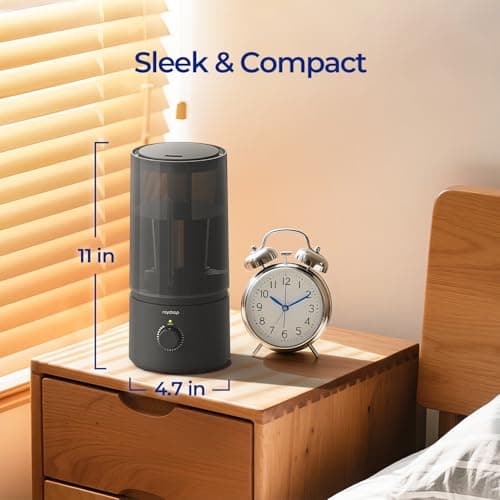 raydrop Humidifiers for Bedroom, Cool Mist Humidifiers for Babies, 1.70L Quiet Ultrasonic Humidifier, Space-Saving, Filterless, Auto Shut Off - (0.45 Gallon, US 110V) 4