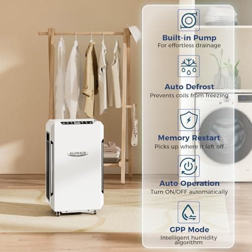 ALORAIR 120 Pints Commercial Grade Dehumidifier with Pump & Drain Hose SLGR Tech High Efficient Industrial Dehu for Bedroom, Basement, Bathroom, Home Use, Garage, Warehouse, 5 Years Limited Warranty 6