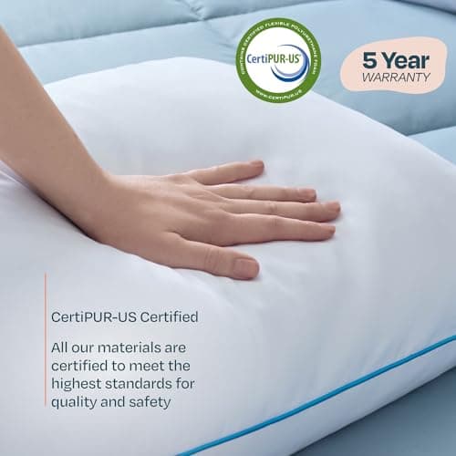 Linenspa Two Pack Shredded Gel Memory Foam Pillow, Standard Size – Cooling Bed Pillow – Soft and Supportive – Side, Stomach, and Back Sleepers – Pack of 2 – CertiPur Certified 6