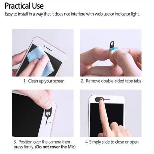 Tsyfro Ultra-Slim Laptop Camera Cover Slide | 0.03 Inch Thick | Upholds Digital Privacy | Compatible with Mobiles, Tablets, Desktops & Laptops | Classic Black - 3 Pack 5