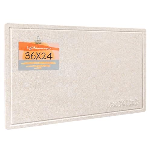 Lightomorrow Bulletin Board, 36 x 24 inches Felt Board - Decorative Pin Board, Cork Board Alternative for Wall, 3' x 2' Foldable Self-Adhesive Vision Board Prayer Board with 20 Pushpins - Oatmeal