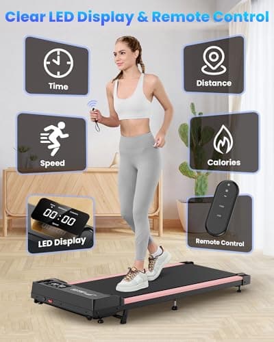 Walking Pad Treadmill with Incline, 4 in 1 Under Desk Treadmills for Home Office, 2.5HP Low Noise 265LB Capacity Portable Treadmill with Remote Control for Walking Jogging Running (Pink) 5