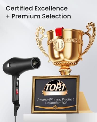 Dekuri Professional Ionic Hair Dryer AC Motor Fast Drying Salon Blow Dryer with Diffuser, Comb, Nozzle, Concentrator, for Curly and Straight Hair, 2 Speed & 3 Heat Setting, Cool Button(Black) 9