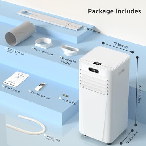 ZAFRO 8,000 BTU Portable Air Conditioners, Air Conditioner for Room Up to 350 Sq.Ft, 3-in-1 Portable AC Unit Cool & Dehumidifier & Fan Modes with Remote Control/Drain Hose, White 7