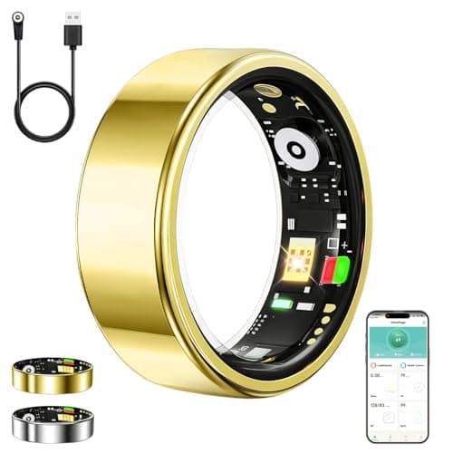 White Elephant Gifts for Adults, Smart Ring, Christmas Birthday Gifts for Women Men Boyfriend Husband Wife,Valentines Day Gift for Him Her, Anniversary Health Gift Gold 11