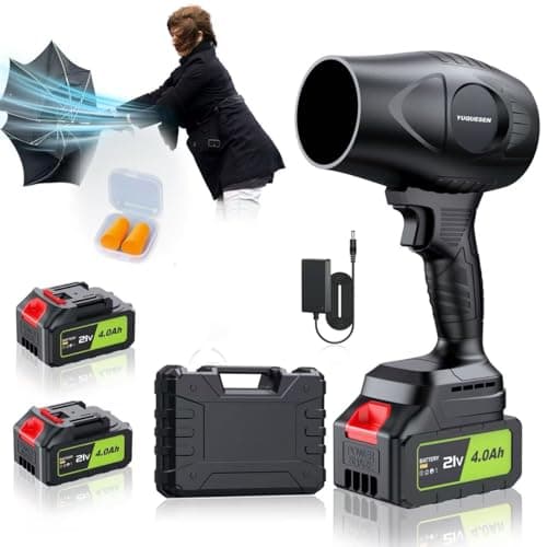 Cordless Leaf Blower - 21V Electric Handheld Leaf Blower with 2×4.0Ah Batteries & Fast Charger - Lightweight for Patio, Lawn, Yard, Deck Cleaning