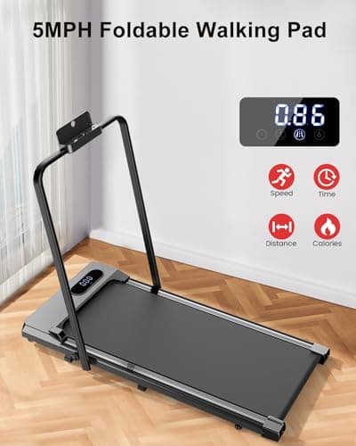 Walking Pad Treadmill - 2.5HP Low Noise Walking Pad with Incline, Small Desk Treadmill with 320LBS Capacity, Portable Compact Treadmills for Home Office, Remote Control & LED Display (Black) 6