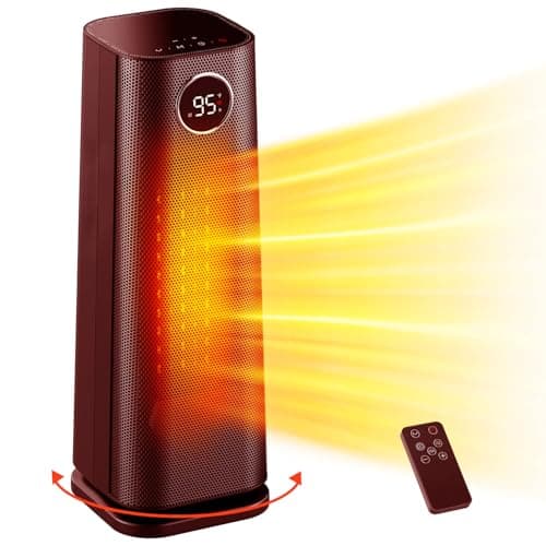 Wind Talk Space Heater for Indoor Use, 1500W Fast Electric Portable Ceramic Heaters with Thermostat, 4 Modes, 24H Timer, 70°Oscillating Room Heater with Remote for Office Bedroom Use, Red