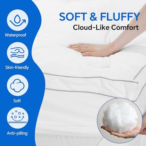 HOMBYS 2 Inch Thick Queen Size Sofa Bed Mattress Protector, 60'' x 72'' Waterproof Mattress Pad Cover with Deep Pocket, Pull Out Couch Pad Topper (White) 5