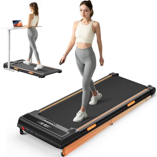 CURSOR FITNESS Walking Pad Treadmill with Incline, Under Desk Treadmill with Triple Shock-Absorbing System, 2.5HP Quiet Brushless (Blcak Orange)