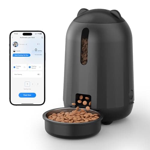 PAPIFEED Automatic Cat Feeder, App-Controlled WiFi Auto Food Dispenser with Dual Power Backup, Slow Feeding Mode, 3L Easy-Clean Feeder for Cats & Small Dogs (Black)