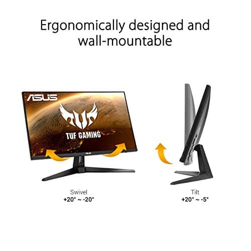ASUS TUF Gaming 27" 2K HDR Monitor (VG27AQ1A) - QHD (2560 x 1440), IPS, 170Hz (Supports 144Hz), 1ms, Extreme Low Motion Blur, Speaker, G-SYNC Compatible, VESA Mountable, DisplayPort, HDMI 5