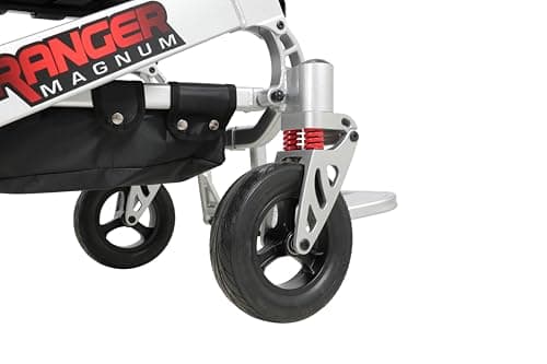 Ranger Magnum Ultra Heavy Duty Folding Electric Wheelchair - All-Terrain, Weatherproof, Dual 350W Motors, 660 lb Capacity, Dual Side Batteries (Silver, XL (24" Seat)) 8