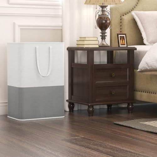 Lifewit 2 x 80L Laundry Hamper, Freestanding Laundry Basket with Handles, Waterproof Tall Collapsible Clothes Hamper for Laundry Dorm Bedroom Bathroom, Dark-Light 8