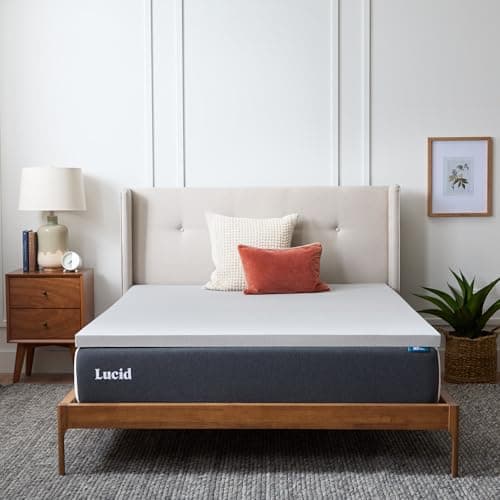 Lucid 3 Inch Bamboo Charcoal Infused Memory Foam Mattress Topper - Full Size – Moisture and Odor Control - Ventilated - Deep Plush Feel, Pressure-Relief Bed Topper – CertiPur Certified