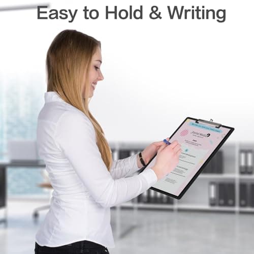 Juvealoe Legal Size Clipboard, 8.5 x 14 Black Plastic Long Clip Board with Low Profile Clip, 9 x 15 in, Suitable for Legal Lawers and Business, Office Supply 8
