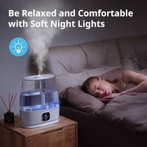 TASIGOK Humidifiers for Bedroom Home, 6L Cool and Warm Mist Air Humidifier for Large Room Baby Nursery, 50H Easy Clean and Top Fill, Quiet with Ultrasonic, Essential Oils, Auto Mode, for House, Plants 7