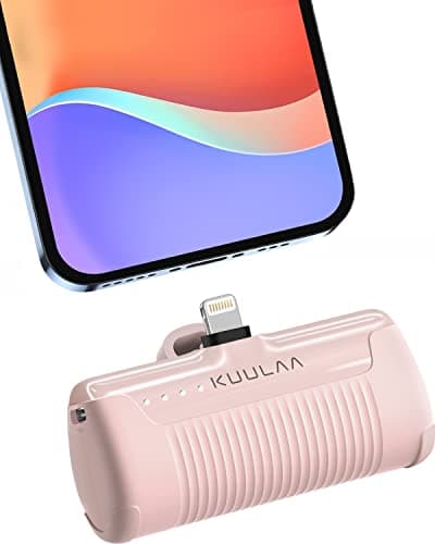 Kuulaa Portable Phone Charger, Small Power Bank 4500mAh Mini Power Bank for iPhone Cute Battery Pack Backup Charger Travel Compatible with iPhone 14/13/12/11/XS/XR (Pink)