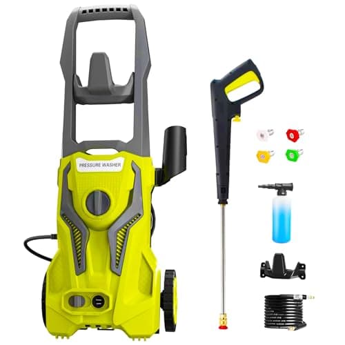 Power Washers Electric Powered 4500PSI-max 2.8GPM High Pressure Washer Car Cleaning Machine with Adjustable Spray Nozzle and Foam Cannon for Home Driveway Patio Deck, Yellow