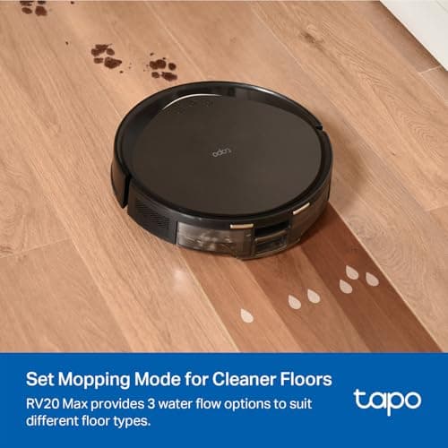 Tapo Ultra-Slim LiDAR Smart Navigation Robot Vacuum and Mop with Self-Emptying Dock, 5300Pa Max, 97%+ Dust Pickup Rate, Self-Charging, Compatible with Alexa & Google Home, RV20 Max Plus 5