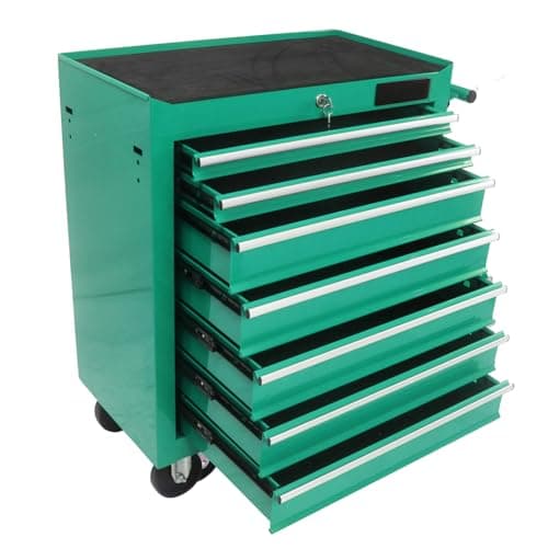 7 Drawer Rolling Tool Chest,Tool Cabinet on Wheels with Locking System,Rolling Tool Box Organizer Tool Case,Multifunctional Tool Cart Mechanic Tool Storage Cabinet for Garage,Wareh Green One Size