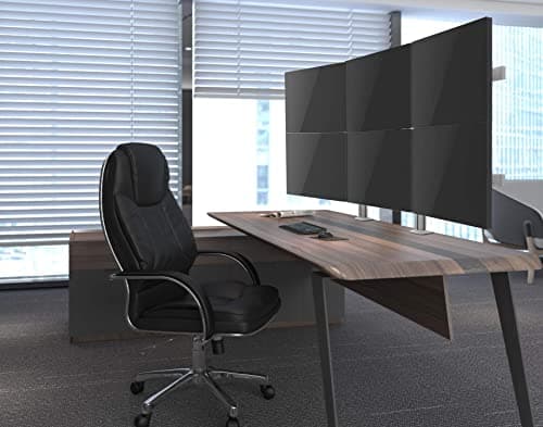 Stand Steady 6 Monitor Mount Desk Setup - Heavy-Duty Height Adjustable Monitor Stand, Swivel Arm with Clamp-On Base, 6 Screen VESA Mount Fits Most LCD/LED Monitors 17-32 in. (Silver, 6 Mounts) 9