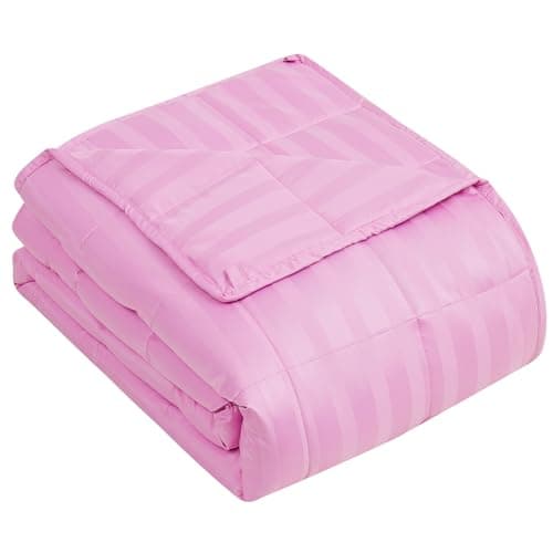 Wellfeel Weighted Blanket for Adult,30lbs Heavy Weighted Blanket 88"x104" Breathable Cooling Summer Blankets, Ultra Soft Cotton Comfort Throw Blanket with Glass Beads for All-Season (Pink)