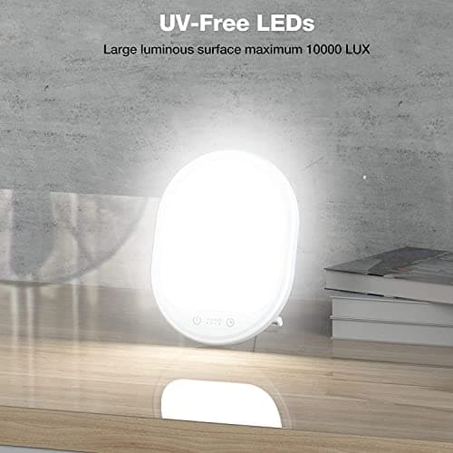 UV-Free 10000 Lux Daylight Lamp - Touch Control with 3 Brightness Levels & 4 Timer Functions, Large Surface & Rotatable Stand for Home/Office 7