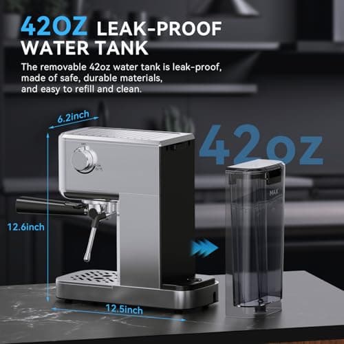 XIXUBX Espresso Machine 20 Bar with Milk Frother, Stainless Steel Coffee Maker with 42 oz Removable Water Tank for Cappuccino, Latte&Cold Brew, Home&Office, Silver 6