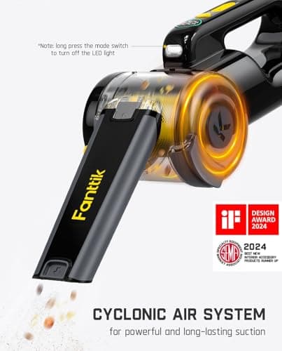 Fanttik Fold V10 APEX Pivot Cordless Car Vacuum, 17000Pa Handheld Vacuum Suction Power, Smart LED Display, Portable for Car Home Pet (Deluxe with Flexible Hose&Pet Brush) 6