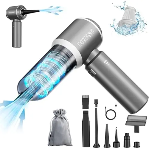 HRYCF Car Vacuum Cordless, Mini Portable Vacuum Cordless for Car, 4-in-1 20000PA High Power Portable Rechargeable Vacuum Cleaner with Brushless Motor, Small Handheld Vacuum & Air Blower & Pump-Grey