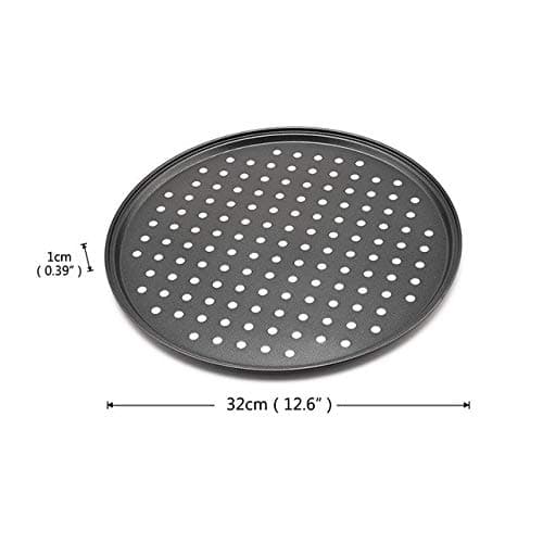 Pizza Pan With Holes, 2 Pack Carbon Steel Perforated Non-Stick Tray Tool Crispy 12inch Round for Home Kitchen 9