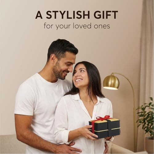 Umami Bento Box Adult All-In-1 w/4 Utensils, Big Sauce Jar, 2 Dividers, 100% Leakproof, Microwave & Dishwasher Safe Stackable Bento Lunch Box Containers for Men/Women, Black & Bamboo, 40 oz 7