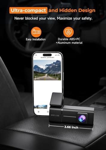Dash Cam, 2.5K WiFi Dash Camera for Cars, E-YEEGER Mini Dashcam with App, Front Car Camera, G-Sensor, Loop Recording, Night Vision, 24H Parking Mode, 32G SD Card Included, Support 256GB Max 8
