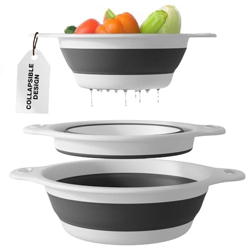 Gevoli Collapsible Colanders (3 Pack Set) Food Strainers with Over-Sink Water Draining Base for Pasta Fruits and Vegetables (Patent Pending) White (3 Sizes, 3QT, 4QT and 5 Quart) 7