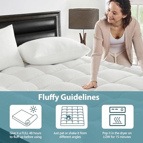 CYMULA Queen Mattress Topper for Back Pain - Extra Thick Cooling Mattress Pad Cover for Queen Size Bed - Soft Mattress Protector Pillow Top with 8-21 Inch Deep Pocket 3D Snow Down Alternative Fill 5