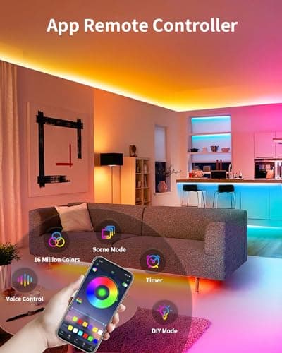 Kimdelee 100ft Waterproof Led Light Strips, 12v RGB Outdoor Strip Rope Lights, Color Changing with App Bluetooth Music Sync, Christmas Lights Decor 5