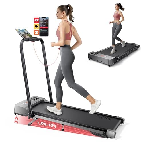 Acezoe 2-in-1 Foldable Treadmill with 3-Level 10% Incline, Walking Pad for Home Small Office, Compact Portable Under Desk Treadmill with Handle,Dual LED Display, APP & Remote, 300 lbs Capacity