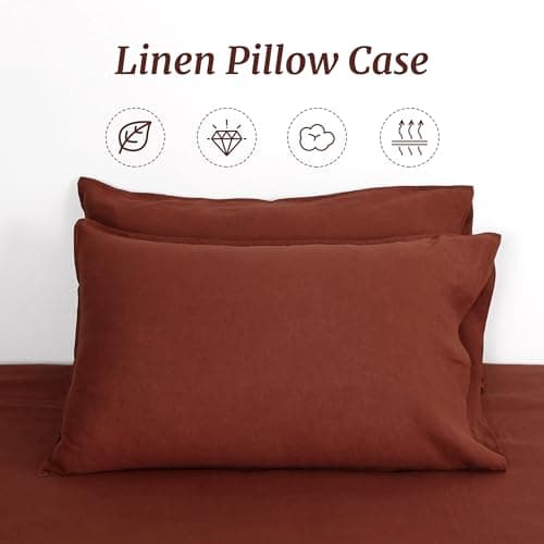 Linen World French Linen Pillow Case Set of 2,Moisture-Absorbing Pillow Shams,Queen Size (20''x30''),Red Pear 6