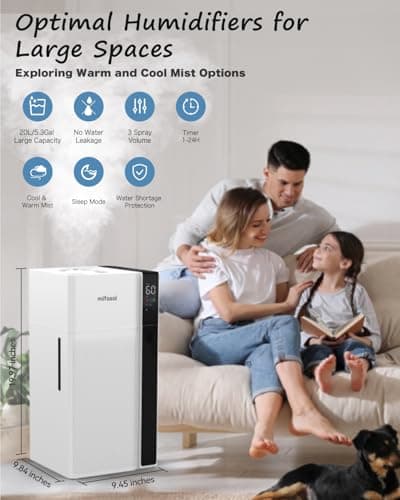 Mifasol Humidifier Large Room, 5.3Gal/20L Warm and Cool Mist Humidifiers for Home 1500 sq ft, Double Nozzles Whole House Humidifier, Humidifiers for Bedroom Plants Office Commercial Large Areas, White 2