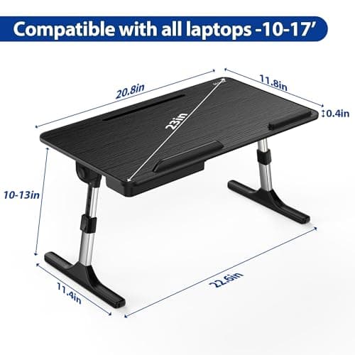 Besign LT05 Adjustable Laptop Table, Lap Desk, Portable Standing Bed Desk, Foldable Sofa Breakfast Tray, Notebook Computer Stand for Reading and Writing, Medium Size, Black 5